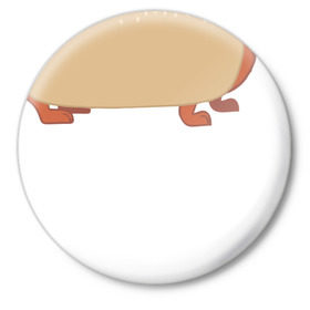 Значок с принтом Хот дог в Тюмени,  металл | круглая форма, металлическая застежка в виде булавки | Тематика изображения на принте: год собаки | собака | такса