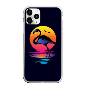 Чехол для iPhone 11 Pro матовый с принтом Фламинго дитя заката в Тюмени, Силикон |  | Тематика изображения на принте: закат | море | птица | ретро | стиль | фламинго