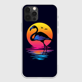 Чехол для iPhone 12 Pro Max с принтом Фламинго дитя заката в Тюмени, Силикон |  | закат | море | птица | ретро | стиль | фламинго