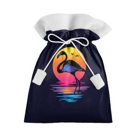 Подарочный 3D мешок с принтом Фламинго дитя заката в Тюмени, 100% полиэстер | Размер: 29*39 см | закат | море | птица | ретро | стиль | фламинго