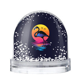Снежный шар с принтом Фламинго дитя заката в Тюмени, Пластик | Изображение внутри шара печатается на глянцевой фотобумаге с двух сторон | закат | море | птица | ретро | стиль | фламинго