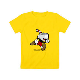 Детская футболка хлопок с принтом Cuphead в Тюмени, 100% хлопок | круглый вырез горловины, полуприлегающий силуэт, длина до линии бедер | 