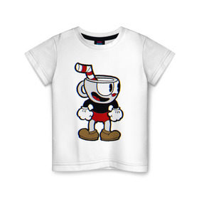 Детская футболка хлопок с принтом Cuphead в Тюмени, 100% хлопок | круглый вырез горловины, полуприлегающий силуэт, длина до линии бедер | Тематика изображения на принте: cuphead