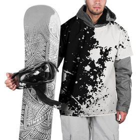 Накидка на куртку 3D с принтом Брызги краски в Тюмени, 100% полиэстер |  | абстракция | белое | брызги | краска | пятно | черное
