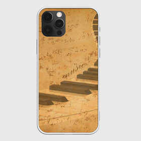 Чехол для iPhone 12 Pro с принтом Клавиши пианино в Тюмени, силикон | область печати: задняя сторона чехла, без боковых панелей | Тематика изображения на принте: для | до | клавиши | ля | мелодия | ми | музыка | музыканта | ноты | оркестр | пианино | подарок | ре | рояль | си | соль | стан | фа