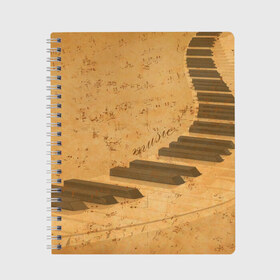 Тетрадь с принтом Клавиши пианино в Тюмени, 100% бумага | 48 листов, плотность листов — 60 г/м2, плотность картонной обложки — 250 г/м2. Листы скреплены сбоку удобной пружинной спиралью. Уголки страниц и обложки скругленные. Цвет линий — светло-серый
 | для | до | клавиши | ля | мелодия | ми | музыка | музыканта | ноты | оркестр | пианино | подарок | ре | рояль | си | соль | стан | фа
