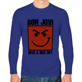 Мужской лонгслив хлопок с принтом Bon Jovi, have a nice day в Тюмени, 100% хлопок |  | bon jovi | бон | бон джови | глэм | группа | джови | джон | метал | рок | хард