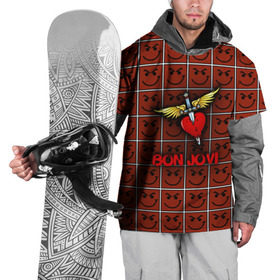 Накидка на куртку 3D с принтом Смайлы Bon Jovi в Тюмени, 100% полиэстер |  | Тематика изображения на принте: bon jovi | бон | бон джови | глэм | группа | джови | джон | рок | хард