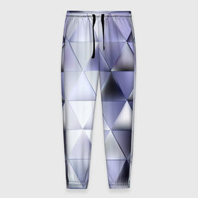 Мужские брюки 3D с принтом Metallic triangles в Тюмени, 100% полиэстер | манжеты по низу, эластичный пояс регулируется шнурком, по бокам два кармана без застежек, внутренняя часть кармана из мелкой сетки | текстура | треугольник