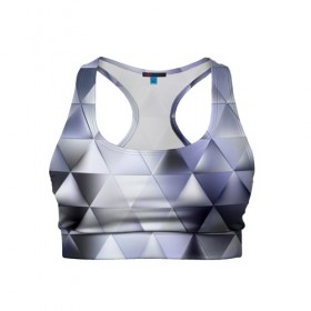 Женский спортивный топ 3D с принтом Metallic triangles в Тюмени, 82% полиэстер, 18% спандекс Ткань безопасна для здоровья, позволяет коже дышать, не мнется и не растягивается |  | текстура | треугольник