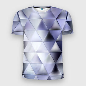 Мужская футболка 3D спортивная с принтом Metallic triangles в Тюмени, 100% полиэстер с улучшенными характеристиками | приталенный силуэт, круглая горловина, широкие плечи, сужается к линии бедра | текстура | треугольник