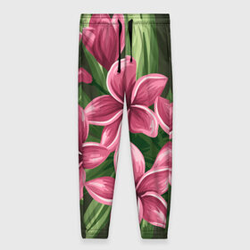 Женские брюки 3D с принтом Райский сад в Тюмени, полиэстер 100% | прямой крой, два кармана без застежек по бокам, с мягкой трикотажной резинкой на поясе и по низу штанин. В поясе для дополнительного комфорта — широкие завязки | 
