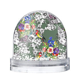 Снежный шар с принтом Райский остров в Тюмени, Пластик | Изображение внутри шара печатается на глянцевой фотобумаге с двух сторон | арт | краска | попугаи | попугай | прикольные | рай | тропики | цветные | цветок | цветы