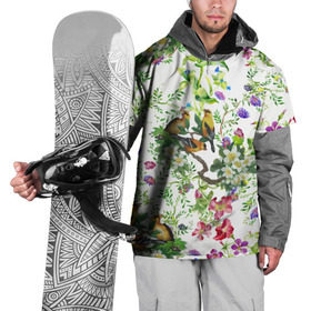 Накидка на куртку 3D с принтом Райский остров в Тюмени, 100% полиэстер |  | арт | краска | попугаи | попугай | прикольные | рай | тропики | цветные | цветок | цветы