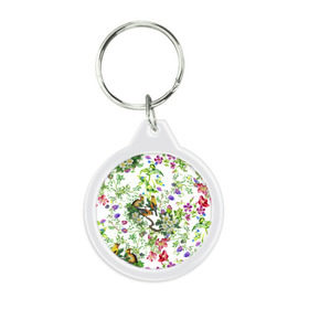 Брелок круглый с принтом Райский остров в Тюмени, пластик и полированная сталь | круглая форма, металлическое крепление в виде кольца | арт | краска | попугаи | попугай | прикольные | рай | тропики | цветные | цветок | цветы