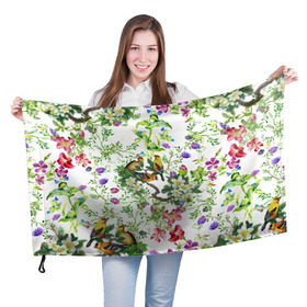 Флаг 3D с принтом Райский остров в Тюмени, 100% полиэстер | плотность ткани — 95 г/м2, размер — 67 х 109 см. Принт наносится с одной стороны | арт | краска | попугаи | попугай | прикольные | рай | тропики | цветные | цветок | цветы