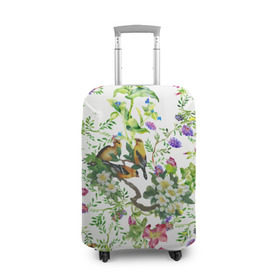 Чехол для чемодана 3D с принтом Райский остров в Тюмени, 86% полиэфир, 14% спандекс | двустороннее нанесение принта, прорези для ручек и колес | арт | краска | попугаи | попугай | прикольные | рай | тропики | цветные | цветок | цветы