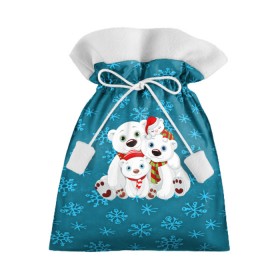 Подарочный 3D мешок с принтом Новогодние мишки в Тюмени, 100% полиэстер | Размер: 29*39 см | new year | santa | дед мороз | елка | елочки | новогодний | новый год | рождество | сантаклаус | снег | снежинки
