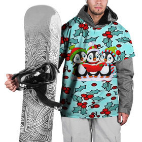 Накидка на куртку 3D с принтом Пингвинчики в Тюмени, 100% полиэстер |  | new year | santa | дед мороз | елка | елочки | новогодний | новый год | рождество | сантаклаус | снег | снежинки