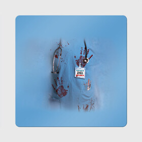 Магнит виниловый Квадрат с принтом Костюм врача кровь в Тюмени, полимерный материал с магнитным слоем | размер 9*9 см, закругленные углы | больница | врач | доктор | клиника | кровь