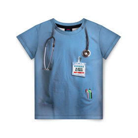 Детская футболка 3D с принтом Костюм врача в Тюмени, 100% гипоаллергенный полиэфир | прямой крой, круглый вырез горловины, длина до линии бедер, чуть спущенное плечо, ткань немного тянется | Тематика изображения на принте: больница | врач | градусник | доктор | интерн | клиника | медбрат | медсестра | поликлиника | стетоскоп | фонендоскоп