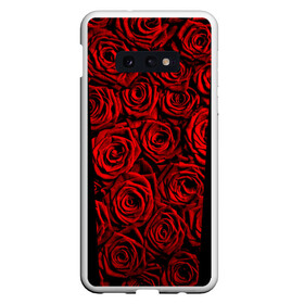 Чехол для Samsung S10E с принтом RED ROSES КРАСНЫЕ РОЗЫ в Тюмени, Силикон | Область печати: задняя сторона чехла, без боковых панелей | букет | красный | лепестки | модные | полосы | природа | растения | розочки | розы | сад | тренды | цвет | цветы | черный