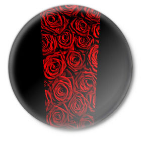 Значок с принтом Унисекс / Красные розы в Тюмени,  металл | круглая форма, металлическая застежка в виде булавки | букет | красный | лепестки | модные | полосы | природа | растения | розочки | розы | сад | тренды | цвет | цветы | черный