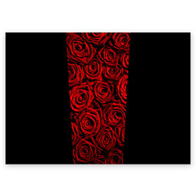 Поздравительная открытка с принтом Унисекс / Красные розы в Тюмени, 100% бумага | плотность бумаги 280 г/м2, матовая, на обратной стороне линовка и место для марки
 | букет | красный | лепестки | модные | полосы | природа | растения | розочки | розы | сад | тренды | цвет | цветы | черный