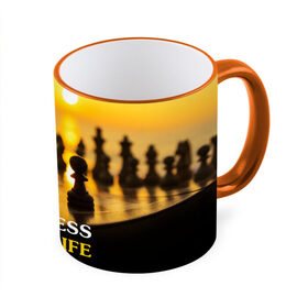 Кружка 3D с принтом Шахматы - это жизнь в Тюмени, керамика | ёмкость 330 мл | Тематика изображения на принте: chess | game | sport | гроссмейстер | закат | игра | интеллект | солнце | спорт | фигура | шахматист | шахматы
