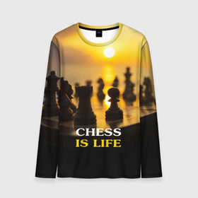 Мужской лонгслив 3D с принтом Шахматы - это жизнь в Тюмени, 100% полиэстер | длинные рукава, круглый вырез горловины, полуприлегающий силуэт | chess | game | sport | гроссмейстер | закат | игра | интеллект | солнце | спорт | фигура | шахматист | шахматы