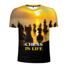 Мужская футболка 3D спортивная с принтом Шахматы - это жизнь в Тюмени, 100% полиэстер с улучшенными характеристиками | приталенный силуэт, круглая горловина, широкие плечи, сужается к линии бедра | chess | game | sport | гроссмейстер | закат | игра | интеллект | солнце | спорт | фигура | шахматист | шахматы