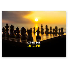 Поздравительная открытка с принтом Шахматы - это жизнь в Тюмени, 100% бумага | плотность бумаги 280 г/м2, матовая, на обратной стороне линовка и место для марки
 | chess | game | sport | гроссмейстер | закат | игра | интеллект | солнце | спорт | фигура | шахматист | шахматы