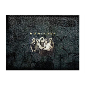 Обложка для студенческого билета с принтом Группа Bon Jovi в Тюмени, натуральная кожа | Размер: 11*8 см; Печать на всей внешней стороне | bon jovi | бон | бон джови | глэм | группа | джови | джон | рок | хард