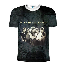 Мужская футболка 3D спортивная с принтом Группа Bon Jovi в Тюмени, 100% полиэстер с улучшенными характеристиками | приталенный силуэт, круглая горловина, широкие плечи, сужается к линии бедра | bon jovi | бон | бон джови | глэм | группа | джови | джон | рок | хард