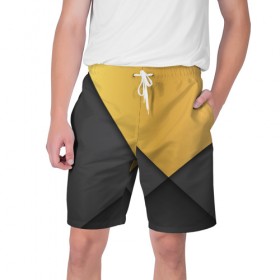 Мужские шорты 3D с принтом Golden-black в Тюмени,  полиэстер 100% | прямой крой, два кармана без застежек по бокам. Мягкая трикотажная резинка на поясе, внутри которой широкие завязки. Длина чуть выше колен | 