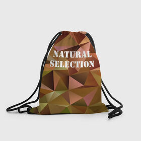 Рюкзак-мешок 3D с принтом Natural Selection в Тюмени, 100% полиэстер | плотность ткани — 200 г/м2, размер — 35 х 45 см; лямки — толстые шнурки, застежка на шнуровке, без карманов и подкладки | Тематика изображения на принте: low poly | natural | poly | polygon | естественный отбор | натурал