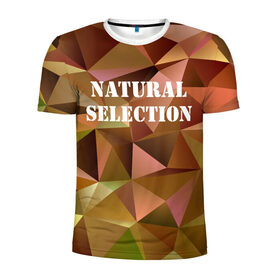 Мужская футболка 3D спортивная с принтом Natural Selection в Тюмени, 100% полиэстер с улучшенными характеристиками | приталенный силуэт, круглая горловина, широкие плечи, сужается к линии бедра | Тематика изображения на принте: low poly | natural | poly | polygon | естественный отбор | натурал