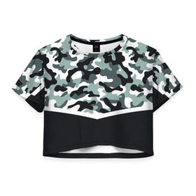 Женская футболка 3D укороченная с принтом Army style в Тюмени, 100% полиэстер | круглая горловина, длина футболки до линии талии, рукава с отворотами | army style | армия | военный | камуфляж | милитари | тренд