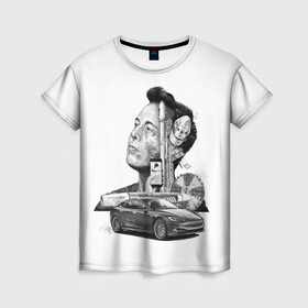 Женская футболка 3D с принтом Илон Маск в Тюмени, 100% полиэфир ( синтетическое хлопкоподобное полотно) | прямой крой, круглый вырез горловины, длина до линии бедер | hyperloop | pay pal | space x | tesla | гений | день космонавтики | полет на марс | тесла | электрокар | электромобиль