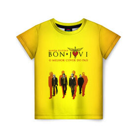 Детская футболка 3D с принтом Группа Bon Jovi в Тюмени, 100% гипоаллергенный полиэфир | прямой крой, круглый вырез горловины, длина до линии бедер, чуть спущенное плечо, ткань немного тянется | bon jovi | бон | бон джови | глэм | группа | джови | джон | рок | хард