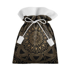 Подарочный 3D мешок с принтом Золотая мандала в Тюмени, 100% полиэстер | Размер: 29*39 см | Тематика изображения на принте: орнамент | узоры | фрактал