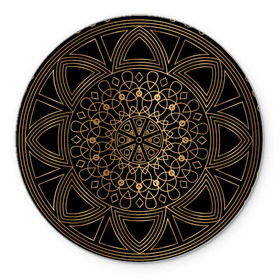 Коврик круглый с принтом Золотая мандала в Тюмени, резина и полиэстер | круглая форма, изображение наносится на всю лицевую часть | орнамент | узоры | фрактал