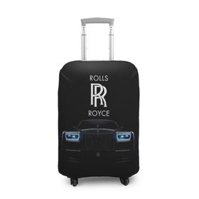 Чехол для чемодана 3D с принтом Rolls Royce phantom в Тюмени, 86% полиэфир, 14% спандекс | двустороннее нанесение принта, прорези для ручек и колес | luxury | phantom | rich | rolls royce | rr | авто | автомобили | бренд | известные | логотип | машина | надписи | огни | ролс ройс | роскошь | тень | фары | черный