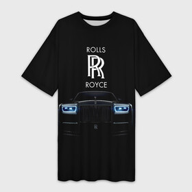 Платье-футболка 3D с принтом Rolls Royce phantom в Тюмени,  |  | luxury | phantom | rich | rolls royce | rr | авто | автомобили | бренд | известные | логотип | машина | надписи | огни | ролс ройс | роскошь | тень | фары | черный