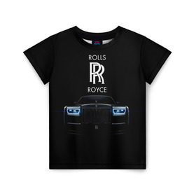 Детская футболка 3D с принтом Rolls Royce phantom в Тюмени, 100% гипоаллергенный полиэфир | прямой крой, круглый вырез горловины, длина до линии бедер, чуть спущенное плечо, ткань немного тянется | luxury | phantom | rich | rolls royce | rr | авто | автомобили | бренд | известные | логотип | машина | надписи | огни | ролс ройс | роскошь | тень | фары | черный