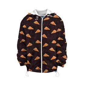 Детская куртка 3D с принтом Galaxy pizza в Тюмени, 100% полиэстер | застежка — молния, подол и капюшон оформлены резинкой с фиксаторами, по бокам — два кармана без застежек, один потайной карман на груди, плотность верхнего слоя — 90 г/м2; плотность флисового подклада — 260 г/м2 | Тематика изображения на принте: cheese | cosmic | food | galaxy | italy | night | pepperoni | pizza | space | spain | stars | галактика | еда | звезды | испания | италия | космический | космос | ночь | пипперони | пицца | сыр