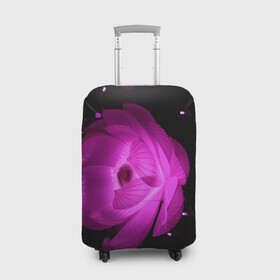 Чехол для чемодана 3D с принтом Цветок в Тюмени, 86% полиэфир, 14% спандекс | двустороннее нанесение принта, прорези для ручек и колес | лепестки | модные | природа | растения | розовый | тренды | фон | цвет | цветок | цветы | черный