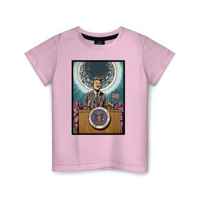 Детская футболка хлопок с принтом Джон Кеннеди в Тюмени, 100% хлопок | круглый вырез горловины, полуприлегающий силуэт, длина до линии бедер | apollo | nasa | usa | аполлон | высадка на луну | космическая гонка | луна | лунная программа | наса | президент америки | сша