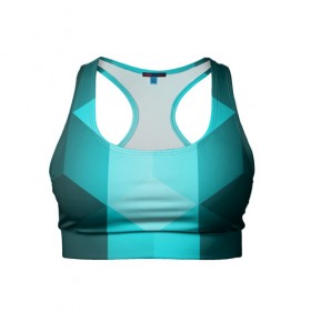 Женский спортивный топ 3D с принтом Neon Cube в Тюмени, 82% полиэстер, 18% спандекс Ткань безопасна для здоровья, позволяет коже дышать, не мнется и не растягивается |  | бирюзовый | геометрия | кубы | яркий