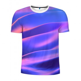 Мужская футболка 3D спортивная с принтом Water Colors в Тюмени, 100% полиэстер с улучшенными характеристиками | приталенный силуэт, круглая горловина, широкие плечи, сужается к линии бедра | абстракция | вода.цветные | волны | краски | море | радужные | розовый | синий | фиолетовый | цвет | цвета | яркие